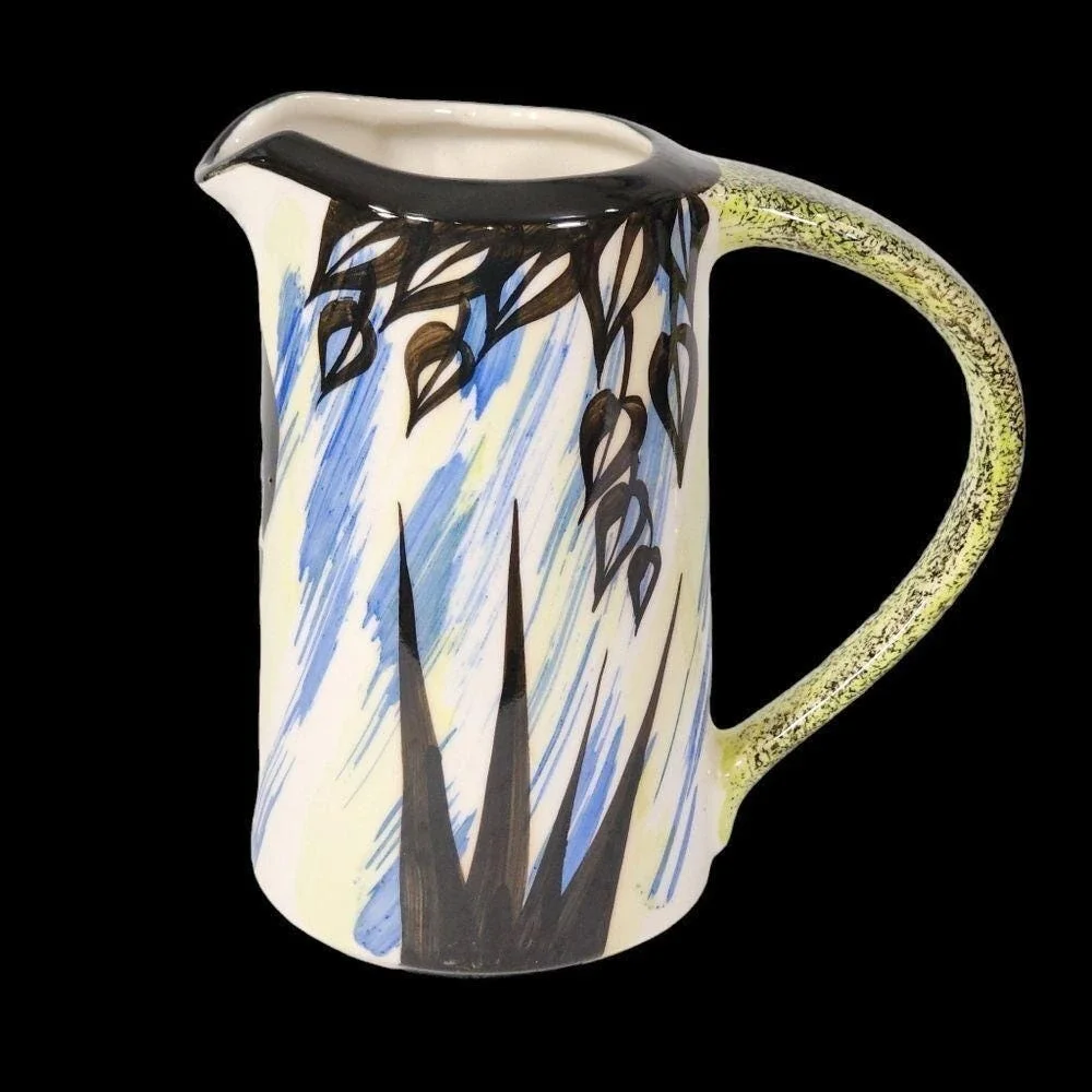 Vintage Evandale Hand Painted Porcelain Pitcher Vase 7.5in Abstract Art Signed
